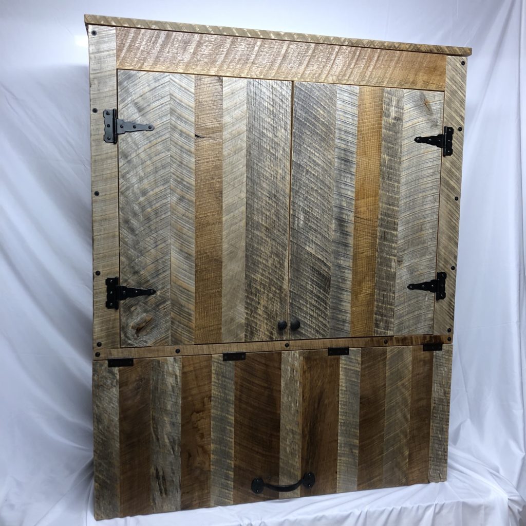 Reclaimed Barn Wood Cabinet with Adjustable Shelving and Soft Close Bottom Storage