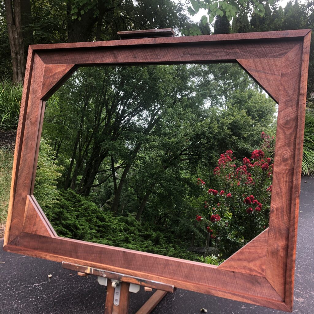 Solid black walnut framed mirror